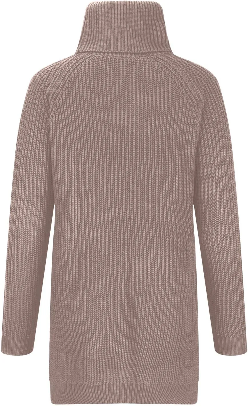 Women's Turtleneck Sweaters Slouchy Knit Chunky Sweater Fall Winter Fashion Cable Weaving Long Sleeve Pullover