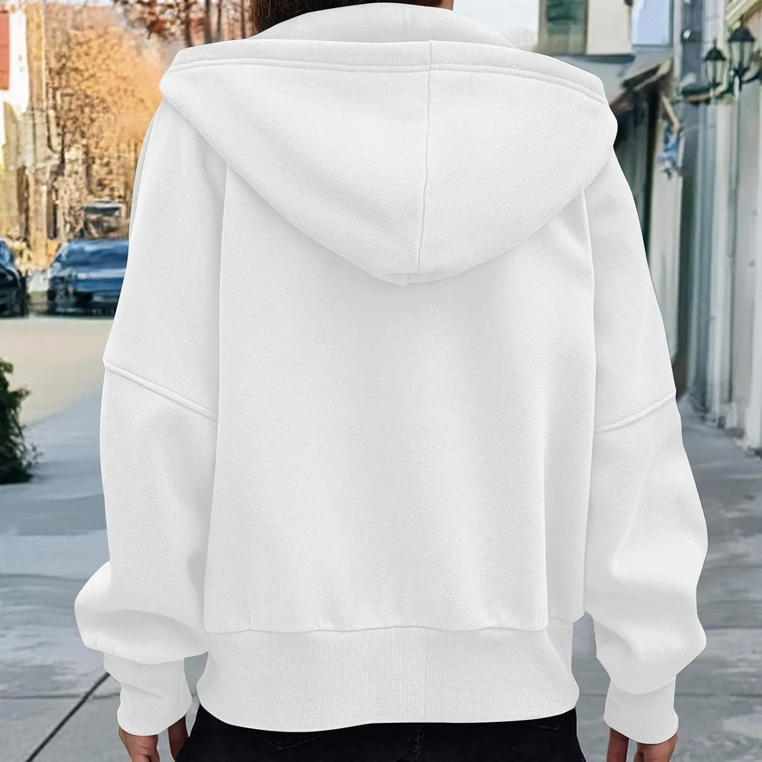 Women's Zip Up Hoodie 2024 Fall Fashion Oversized Sweatshirt Casual Long Sleeve Loose Athletic Jacket with Pockets