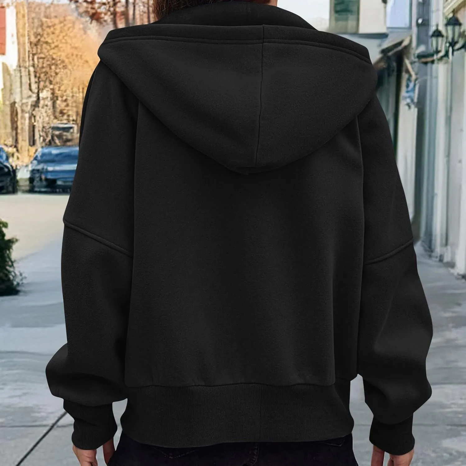 Women's Zip Up Hoodie 2024 Fall Fashion Oversized Sweatshirt Casual Long Sleeve Loose Athletic Jacket with Pockets