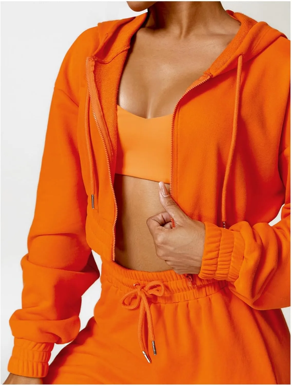 Women's Zip Up Hoodie Sportswear Short Design Thick Warm Yoga Wear Full Zipper Coat with Pockets