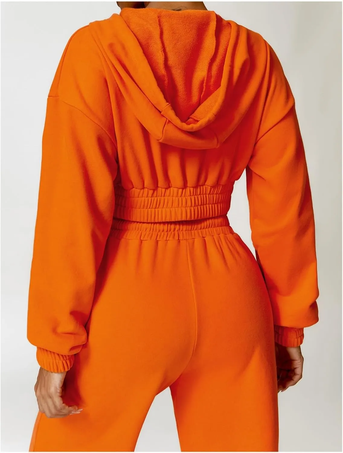 Women's Zip Up Hoodie Sportswear Short Design Thick Warm Yoga Wear Full Zipper Coat with Pockets