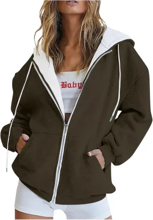 Womens Zip Up Hoodie Warm Coats For Women Plus Size Winter Jackets For Women Fall Clothes For Women 2023
