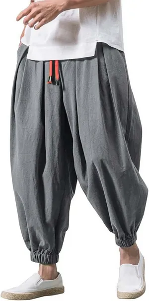 Work Pants for Men Loose Big Trousers Lace Straps Side 4 Pockets Casual Sports Trousers Suit Pants for Men