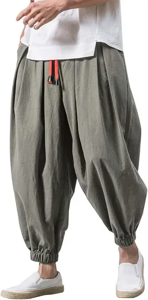 Work Pants for Men Loose Big Trousers Lace Straps Side 4 Pockets Casual Sports Trousers Suit Pants for Men