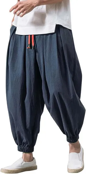 Work Pants for Men Loose Big Trousers Lace Straps Side 4 Pockets Casual Sports Trousers Suit Pants for Men