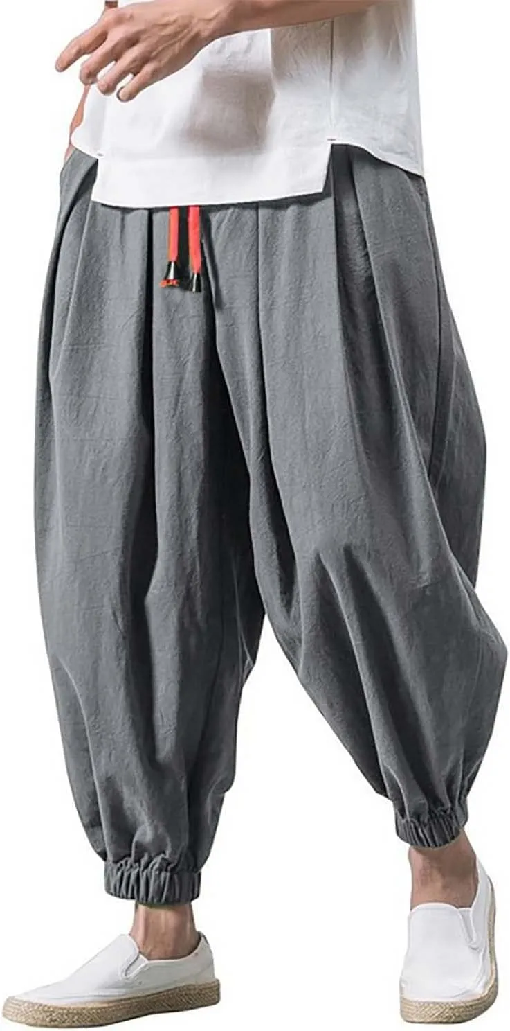 Work Pants for Men Loose Big Trousers Lace Straps Side 4 Pockets Casual Sports Trousers Suit Pants for Men