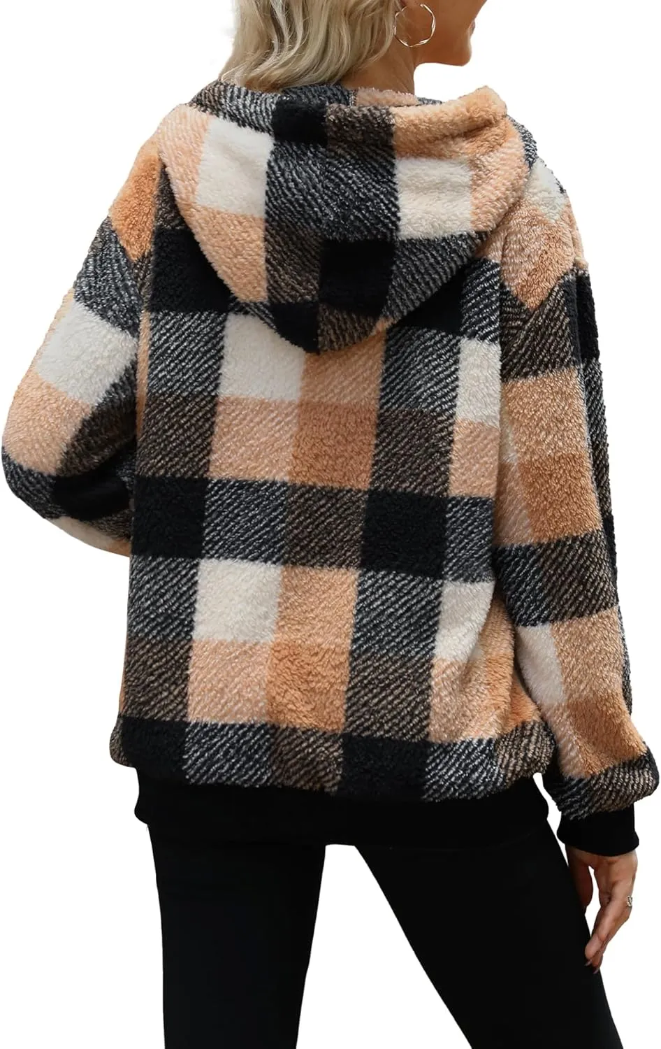 Yanekop Womens Hoodies Sherpa Pullover Sweater Fuzzy Fleece Sweatshirt Oversized Hoodie Cozy Outerwear with Pockets