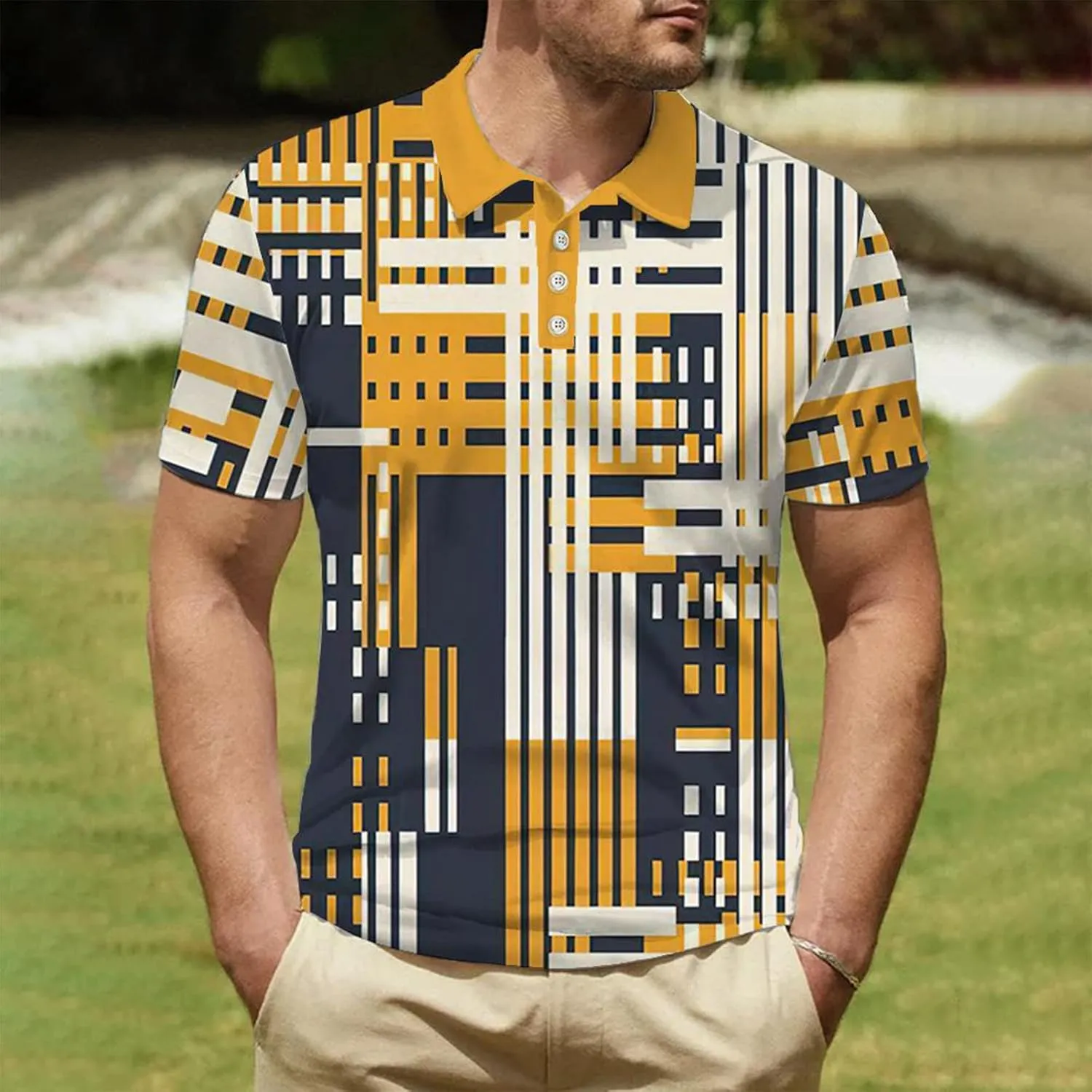 Ymosrh Men's Casual Polo Shirts Short Sleeve Shirts Casual Stylish Collared Shirts Golf T Shirts, S-3XL