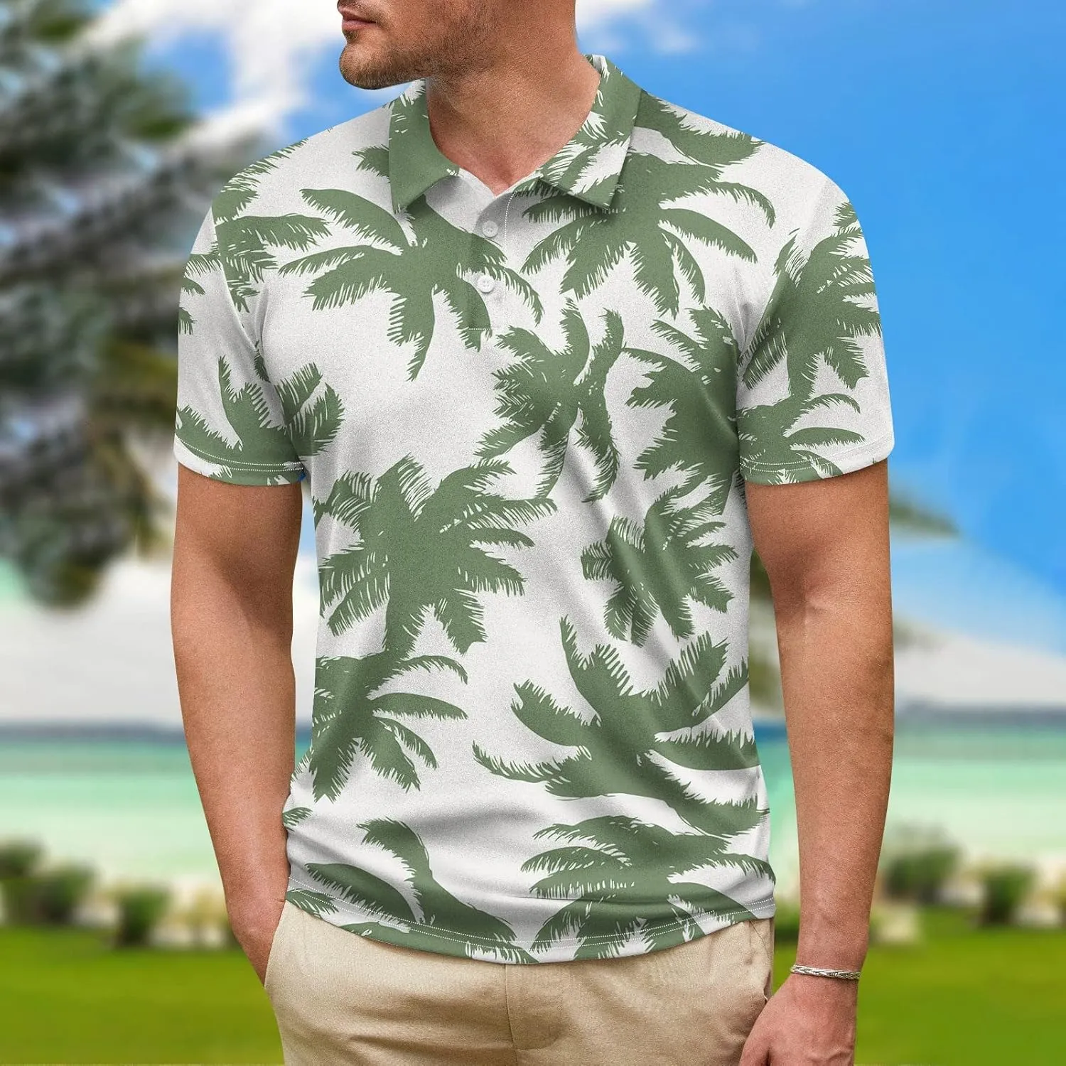 Ymosrh Men's Graphic Polo Shirts Short Sleeve Casual Business T Shirts Lightweight Golf Shirts, M-5XL
