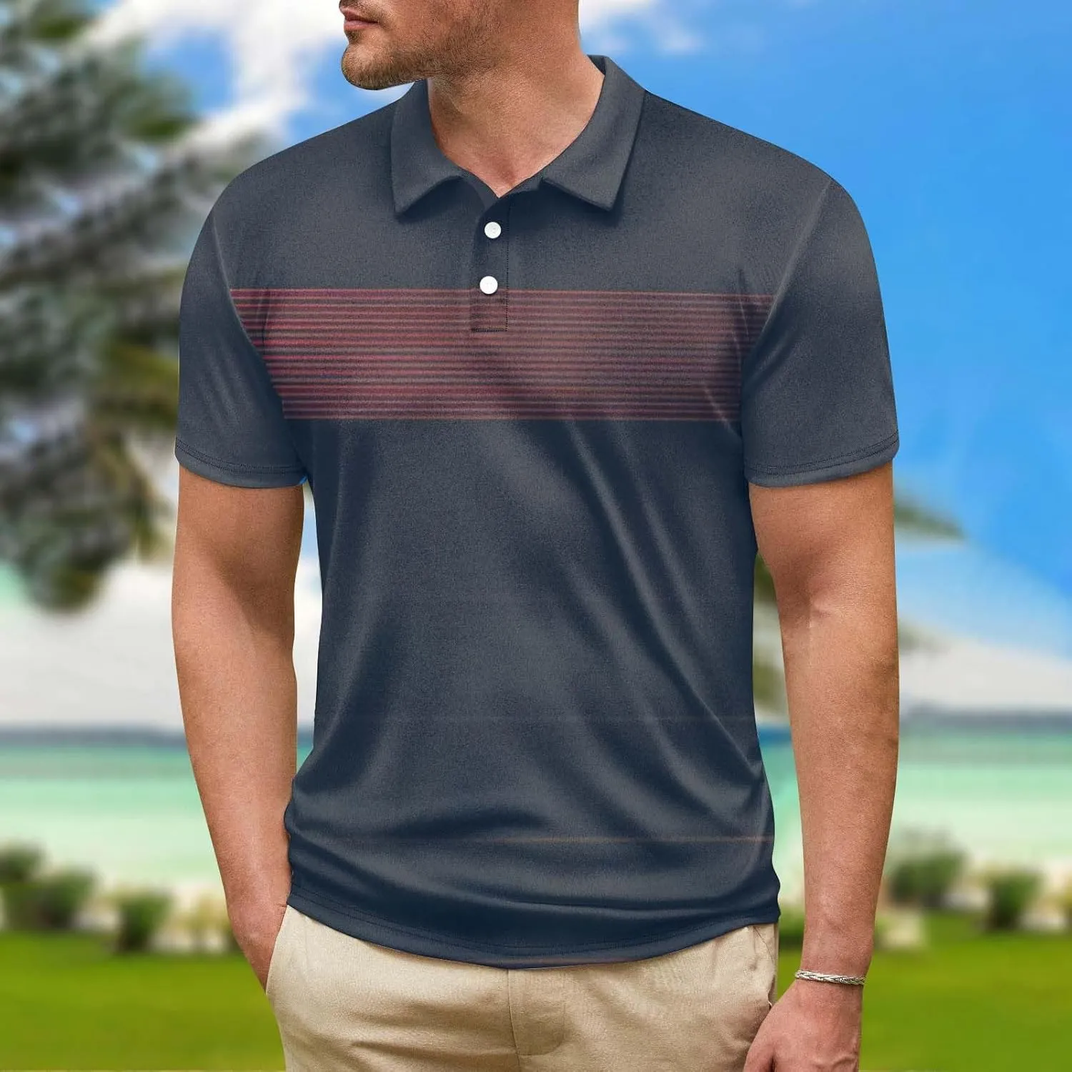 Ymosrh Men's Graphic Polo Shirts Short Sleeve Casual Business T Shirts Lightweight Golf Shirts, M-5XL
