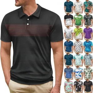 Ymosrh Men's Graphic Polo Shirts Short Sleeve Casual Business T Shirts Lightweight Golf Shirts, M-5XL