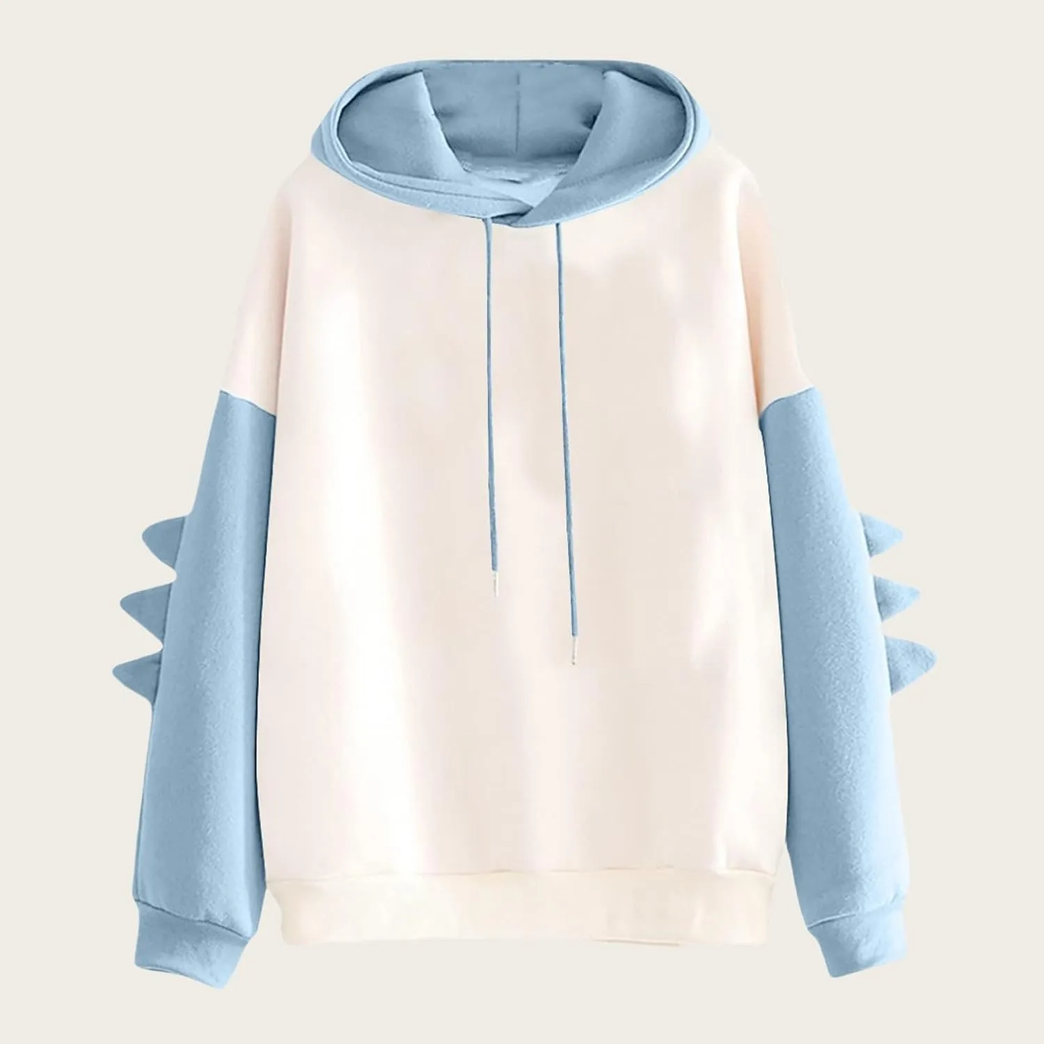 ZWRXW Womens Dinosaur Hooded Sweatshirt Color Block Long Sleeve Oversized Pullover Tops Cute Drawstring Hoodies Sweatshirts